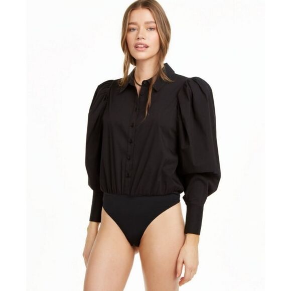 DANIELLE BERNSTEIN Puff Long Sleeve Bodysuit M/L  NWT - Picture 1 of 9